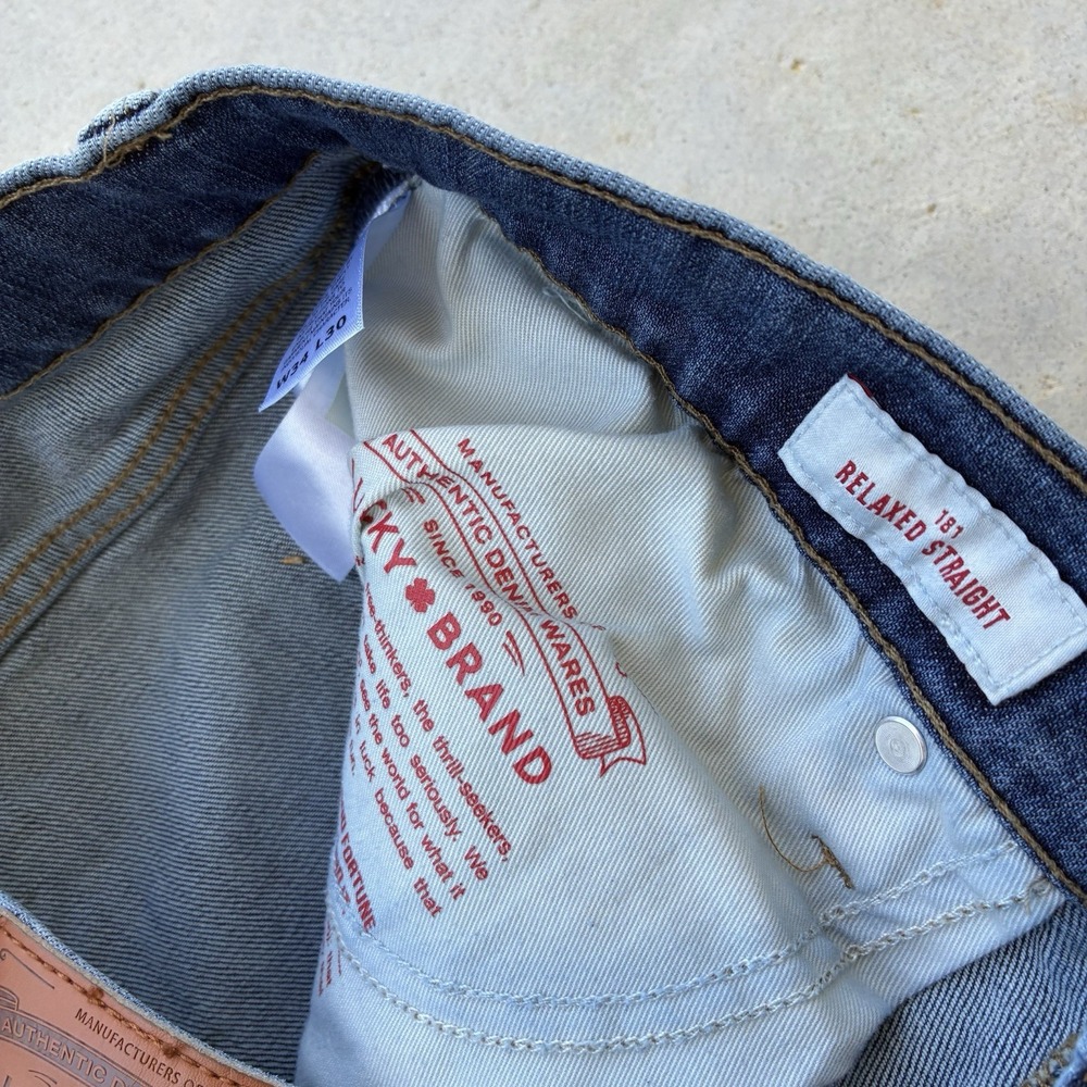 Lucky Brand 181 Relaxed Straight Jeans Mens 34x30 Blue Medium Wash Stretch Denim - Picture 4 of 6